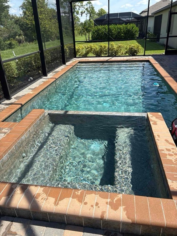 Screened lanai pool serviced weekly for a seasonal homeowner